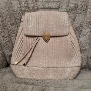 Henri Bendel No. 7 Stingray Backpack Cream Gold